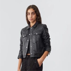 Deadwood Frankie leather trucker jacket
